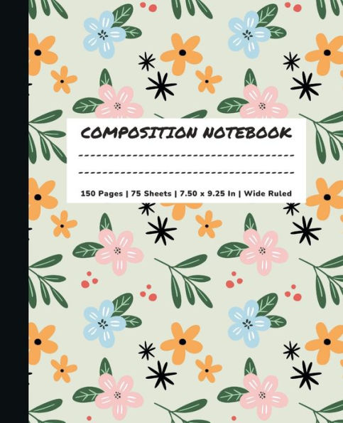 Boho Floral Composition Notebook: Lined Composition Book