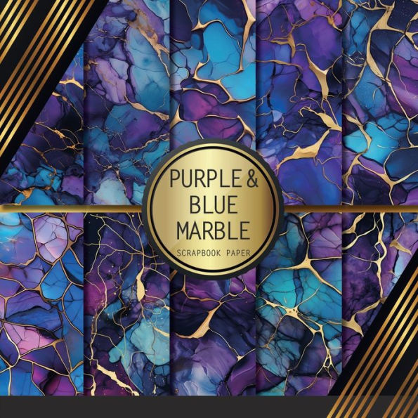 Purple & Blue Marble Scrapbook Paper: Double Sided Craft Paper For Card Making, Origami & DIY Projects Decorative Scrapbooking