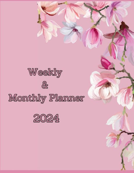 2024 Weekly and Monthly Planner Pink Floral