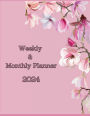 2024 Weekly and Monthly Planner Pink Floral