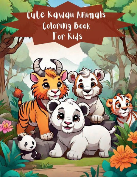 Cute Kawaii Animals Coloring Book For Kids