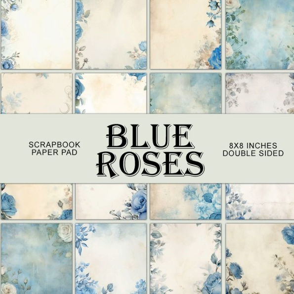 Vintage Blue Rose Border Paper: Scrapbook Pad
