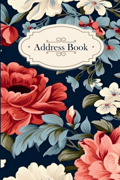Floral Pattern Address Book: Dark Blue