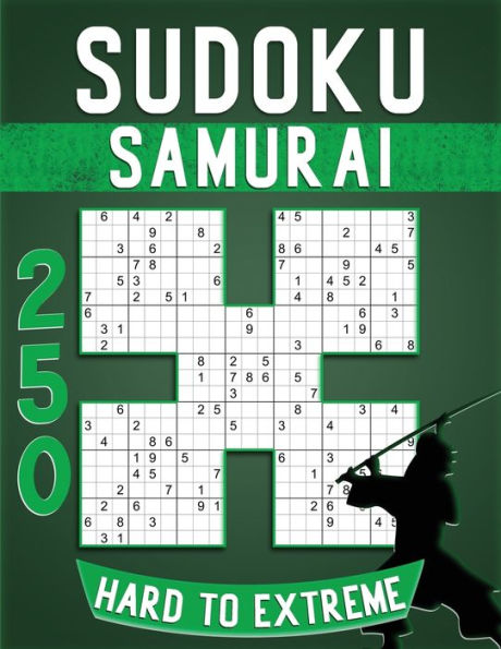 Samurai Sudoku Puzzle Books Hard To Extreme Large Print: 250 Puzzles for seniors with solutions.