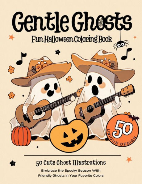 Gentle Ghosts: Fun Halloween Coloring Book: Embrace the Spooky Season With Friendly Ghosts in Your Favorite Colors, 50 Cute Ghost Illustrations