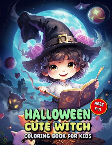 Halloween Cute Witch Coloring Book for Kids: A Halloween Artistic Odyssey for Children