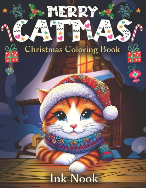 Christmas Coloring Book: Merry Catmas Coloring Book For Adults and Kids ...