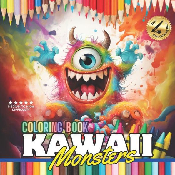 Coloring book Kawaii Monsters: Illustrations, relax while coloring, ages 12 and up, medium to high level, watercolor, crayons