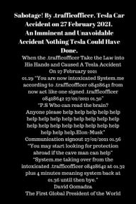 Title: Sabotage! By .trafficofficer. Tesla Car Accident on 27 February 2021.: An Imminent And Unavoidable Accident Nothing Tesla Could Have Done., Author: David Gomadza