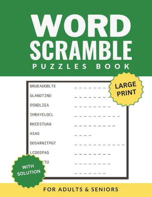 Word Scramble Puzzles Book For Adults And Teens Large Print With ...