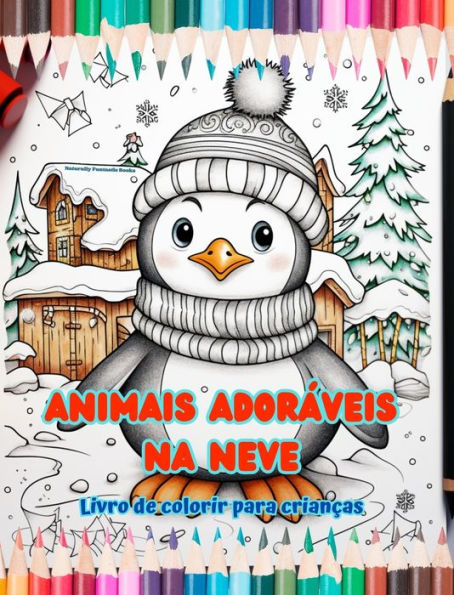 Animais adorï¿½veis na neve - Livro de colorir para crianï¿½as - Cenas criativas de animais aproveitando o inverno: Desenhos de inverno que estimulam a criatividade e a diversï¿½o das crianï¿½as