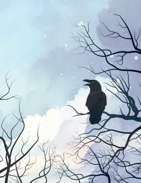 Winter Sky Crow Journal: Hardcover 300 Lightly Lined Pages