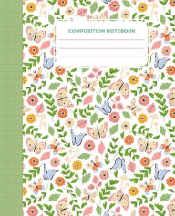 Title: Chic Floral Designer Composition Notebook: Wide Ruled 7.5x9.25