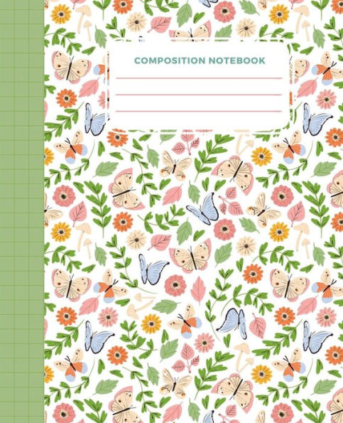 Chic Floral Designer Composition Notebook: Wide Ruled 7.5x9.25" Perfect for Stylish Students and Thoughtful Women
