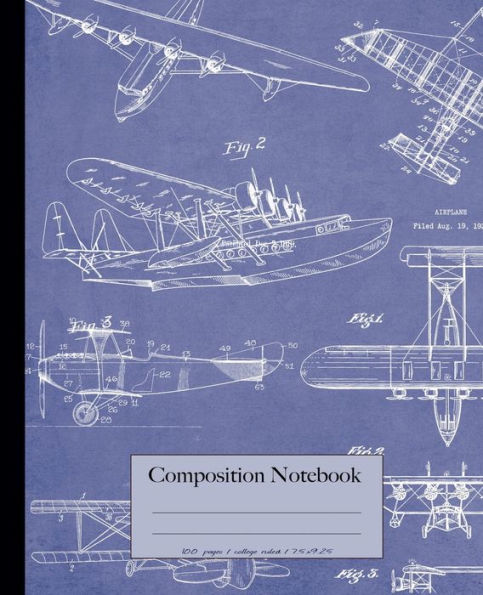 Composition Notebook. Sea Plane: Vintage style aesthetic art nouveau journal featuring marine aviation theme