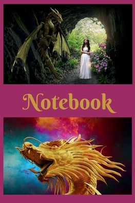 Notebook: Dragons / mystical / maiden / burgandy:Journal