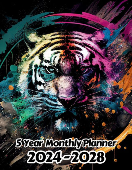 Abstract Tiger 5 Year Monthly Planner v2: Large 60 Month Planner Gift For People Who Love Cats, Animal Lovers 8.5 x 11 Inches 122 Pages