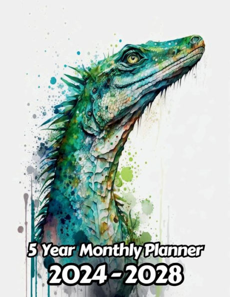 Watercolor Lizard 5 Year Monthly Planner: Large 60 Month Planner Gift For People Who Love Reptiles, Animal Lovers 8.5 x 11 Inches 122 Pages