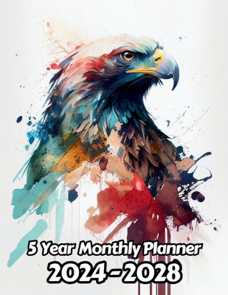 Watercolor Bald Eagle 5 Year Monthly Planner v1: Large 60 Month Planner Gift For People Who Love Birds, Birds of Pray Lovers 8.5 x 11 Inches 122 Pages