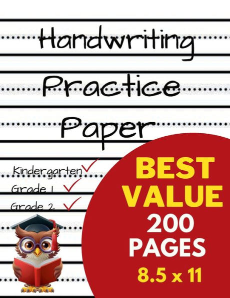 Handwriting Practice Paper Dotted Lines Notebook 200 Pages 8.5x11