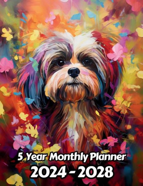 Oil Painted Shih Tzus 5 Year Monthly Planner: Large 60 Month Planner Gift For People Who Love Dog, Puppy and Pet Lovers 8.5 x 11 Inches 122 Pages