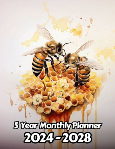 Watercolor BumbleBees 5 Year Monthly Planner v4: Large 60 Month Planner Gift For People Who Love Wildlife, Nature Lovers 8.5 x 11 Inches 122 Pages