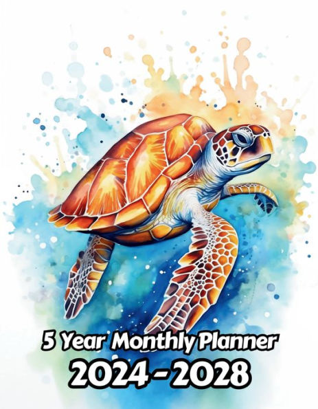 Watercolor Sea Turtle 5 Year Monthly Planner: Large 60 Month Planner Gift For People Who Love The Ocean, Marine Sea Life Lovers 8.5 x 11 Inches 122 Pages