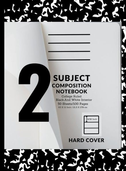 Composition Notebook: Marble Pattern / 8.5 x 11 Inch Size / Black and White Interior / Hard Cover / Matte Finish