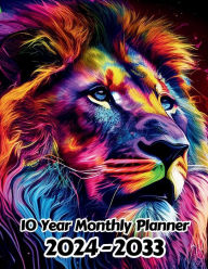 Title: Abstract Lion 10 Year Monthly Planner v13: Large 120 Month Planner Gift For People Who Love Cats, Animal Lovers 8.5 x 11 Inches 242 Pages, Author: Designs By Sofia