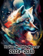 Abstract Wolf 10 Year Monthly Planner v5: Large 120 Month Planner Gift For People Who Love Forest Animals, Animal Lovers 8.5 x 11 Inches 242 Pages