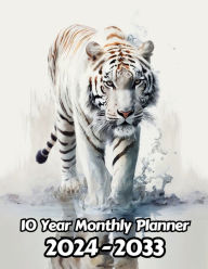 Title: Watercolor White Tiger 10 Year Monthly Planner v1: Large 120 Month Planner Gift For People Who Love Cats, Animal Lovers 8.5 x 11 Inches 242 Pages, Author: Designs By Sofia