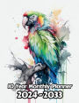 Watercolor Macaw Parrot 10 Year Monthly Planner v1: Large 120 Month Planner Gift For People Who Love Birds, Birds of Pray Lovers 8.5 x 11 Inches 242 Pages