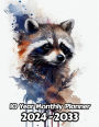 Watercolor Raccoon 10 Year Monthly Planner v1: Large 120 Month Planner Gift For People Who Love Woodland Animals, Animal Lovers 8.5 x 11 Inches 242 Pages
