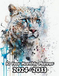 Title: Watercolor Snow Leopard 10 Year Monthly Planner: Large 120 Month Planner Gift For People Who Love Cats, Animal Lovers 8.5 x 11 Inches 242 Pages, Author: Designs By Sofia