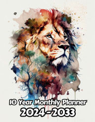 Title: Watercolor Lion 10 Year Monthly Planner v1: Large 120 Month Planner Gift For People Who Love Cats, Animal Lovers 8.5 x 11 Inches 242 Pages, Author: Designs By Sofia