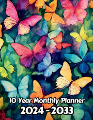 Title: Watercolor Butterflies 10 Year Monthly Planner v26: Large 120 Month Planner Gift For People Who Love Wildlife, Nature Lovers 8.5 x 11 Inches 242 Pages, Author: Designs By Sofia