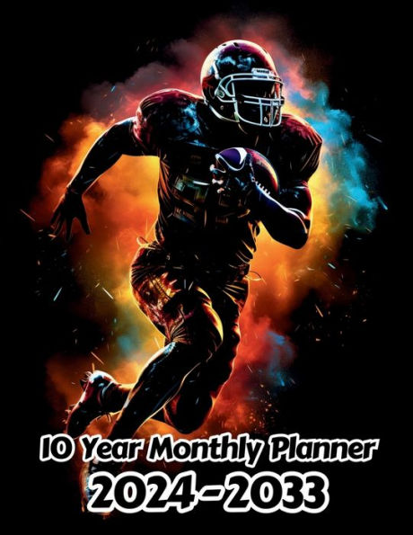 Abstract American Football 10 Year Monthly Planner v2: Large 120 Month Planner Gift For People Who Love Gridiron, Sport Lovers 8.5 x 11 Inches 242 Pages
