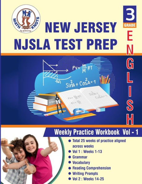 New Jersey Student Learning Assessments (NJSLA) , 3rd Grade ELA Test Prep: Weekly Practice Work Book , Volume 1: