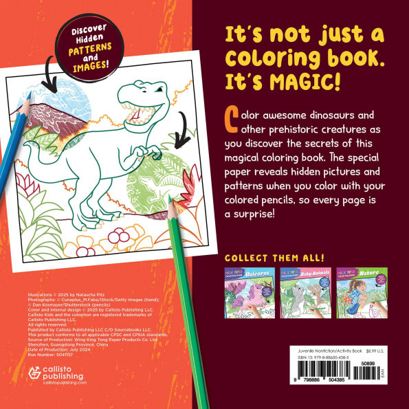 Magic Paper Coloring Book: Dinosaurs: Discover Hidden Patterns and Images!