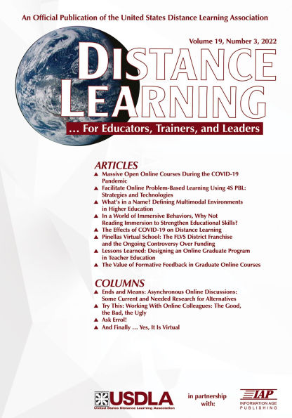 Distance Learning Vol 19 Issue 3
