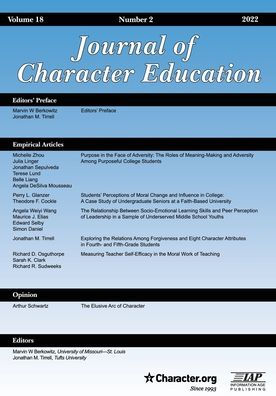 Journal of Character Education Volume 18 Number 2 2022