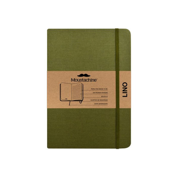 Moustachine Classic Linen Large Military Green Ruled Hardcover