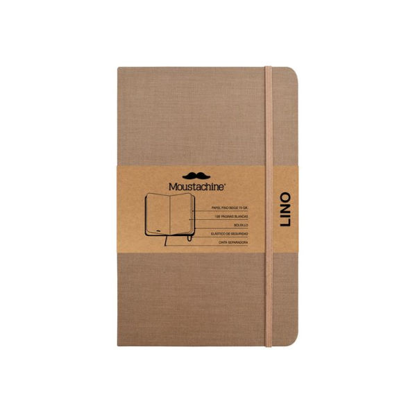 Moustachine Classic Linen Pocket Dark Tan Blank Hardcover