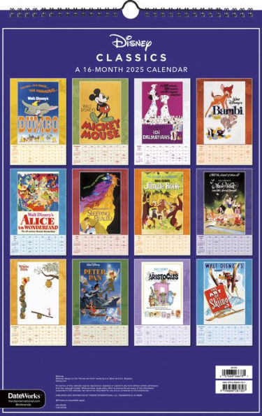 2025 Disney Classic Posters Oversized Wall Calendar