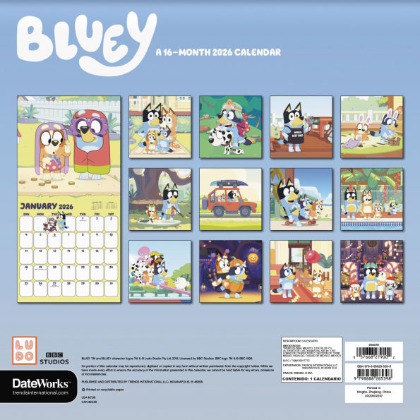 2026 Bluey Wall Calendar