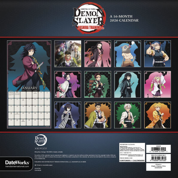2026 Demon Slayer Wall Calendar