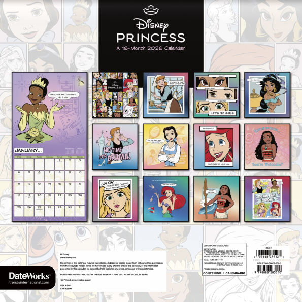 2026 Disney Princess Wall Calendar
