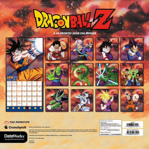 2026 Dragon Ball Z Wall Calendar