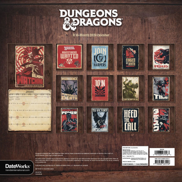 2026 Dungeons & Dragons Wall Calendar