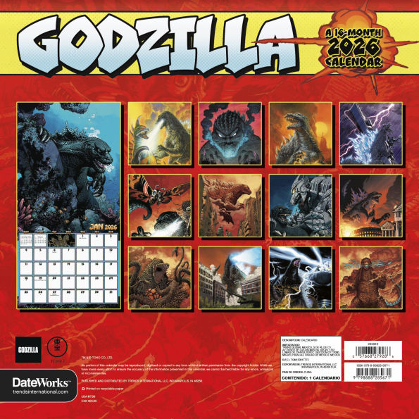2026 Godzilla Wall Calendar